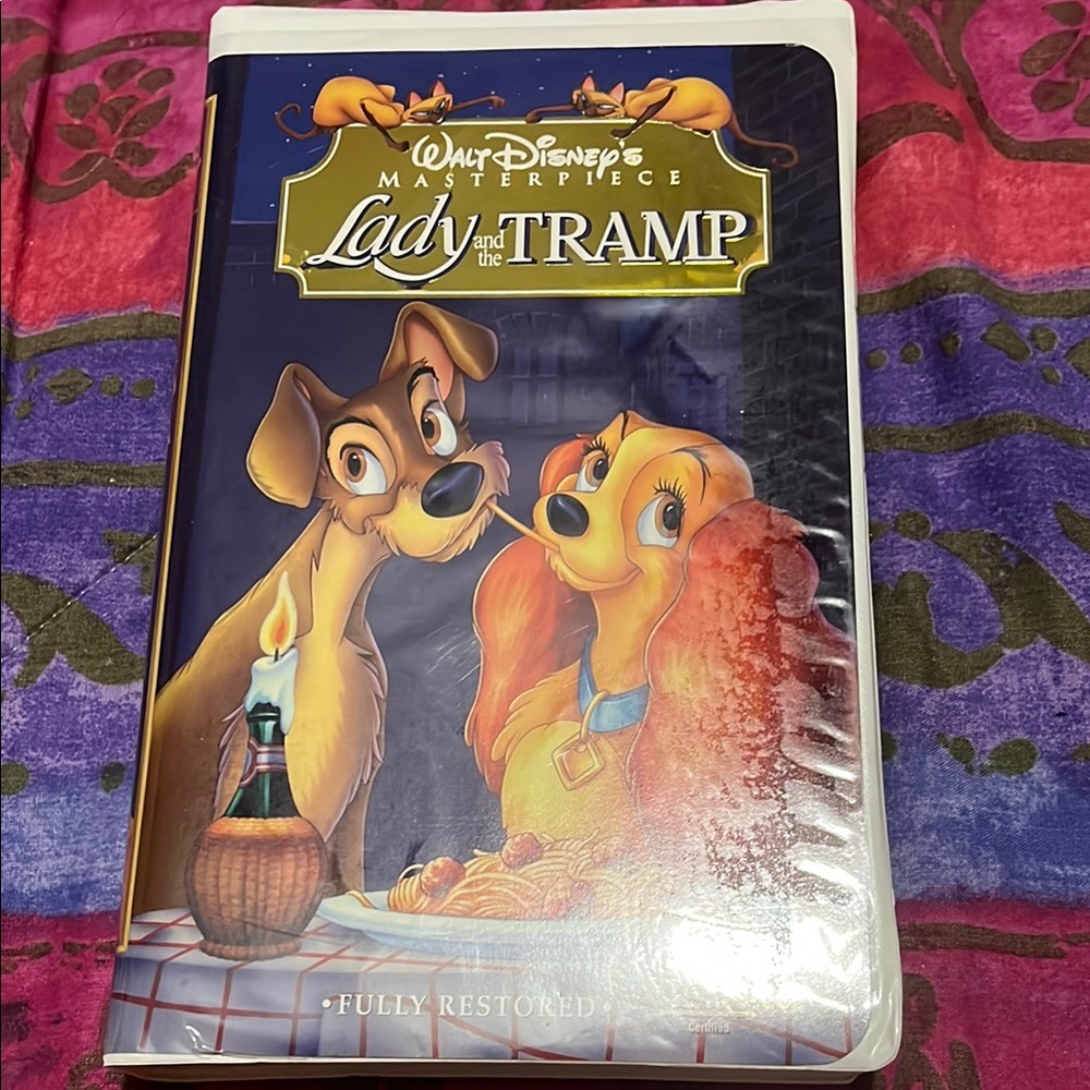 Disney Lady and the Tramp VHS with Purple and Red Cover